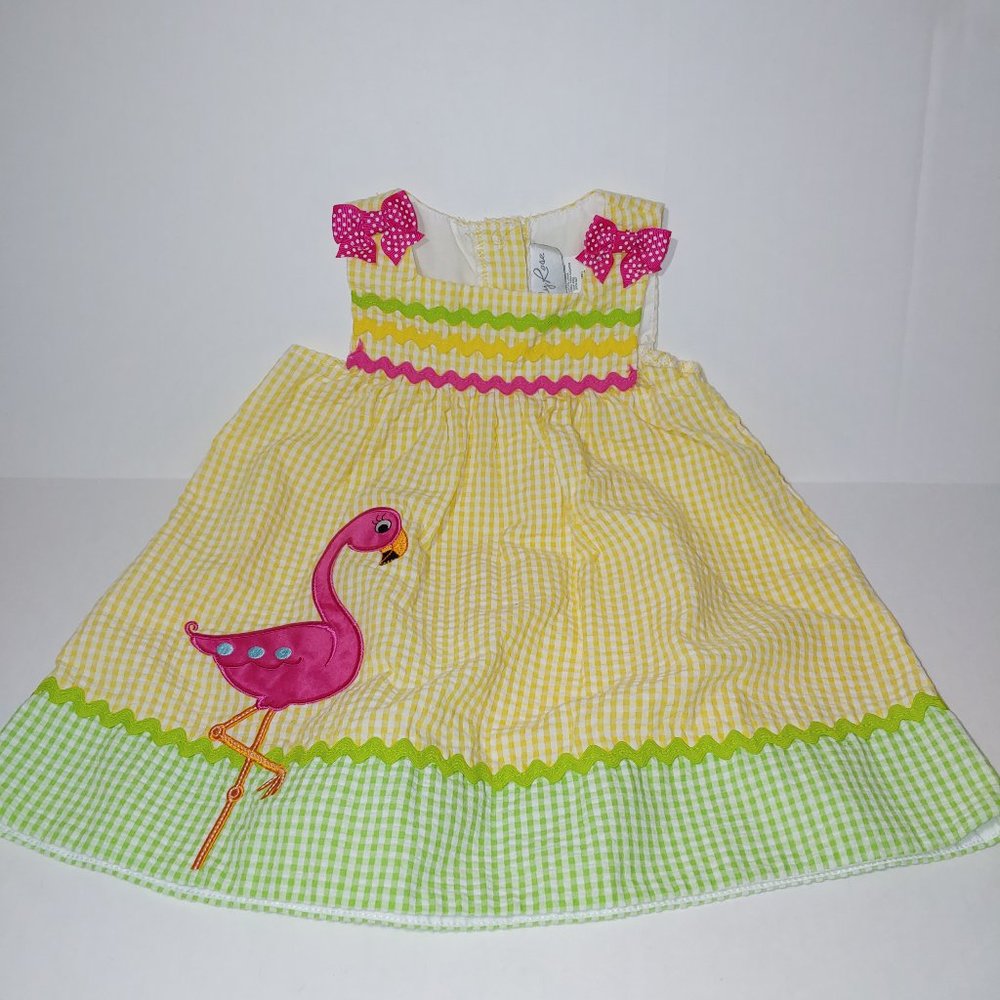 Emily rose flamingo dress Infant 18M Yellow Pink